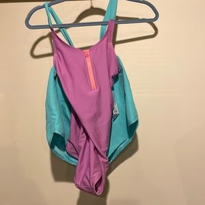 NWT Cat & Jack Purple One Piece Bathing SwimSuit with Matching Shorts XL 14/16